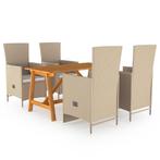 vidaXL 5-delige Tuinset beige, Tuin en Terras, 4 zitplaatsen, Nieuw, Tuinset, Verzenden