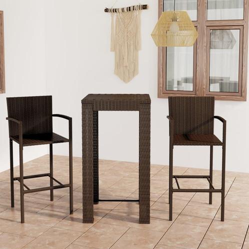 vidaXL 3-delige Tuinbarset met armleuningen poly rattan, Tuin en Terras, Tuinsets en Loungesets, Nieuw, 3 zitplaatsen, Rotan, Verzenden