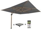 Hacienda zweefparasol 300x400 cm houtlook frame charcoal 4, Tuin en Terras, Parasols, Ophalen of Verzenden, Nieuw