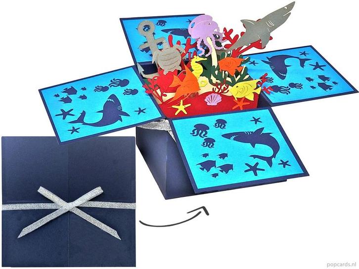 Onderwaterwereld met zeedieren, vissen, haai, schildpad |..., Diversen, Wenskaarten, Verzenden