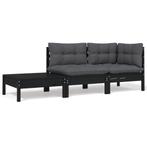 Loungeset Zwart Hout - OP=OP Tweedekansje!, Tuin en Terras, Ophalen of Verzenden, Nieuw, Hout, Loungeset