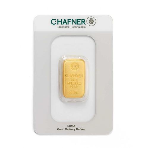 250 gram gegoten goudbaar C. Hafner met certificaat - LBMA, Postzegels en Munten, Edelmetalen en Baren, Goud, Verzenden