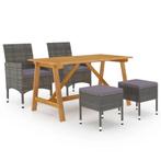 vidaXL 5-delige Tuinset grijs, 4 zitplaatsen, Nieuw, Tuinset, Verzenden
