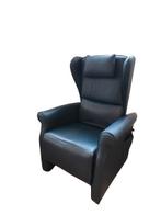 Blauw leren Sta- Op en relax stoel in een goede staat, Huis en Inrichting, Fauteuils, Minder dan 75 cm, Leer, Gebruikt, 50 tot 75 cm