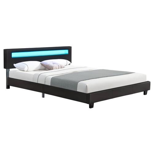 Gestoffeerd bed Paris - 160 x 200 cm - Zwart - LED Verlichti, Huis en Inrichting, Slaapkamer | Bedden, Nieuw, Verzenden