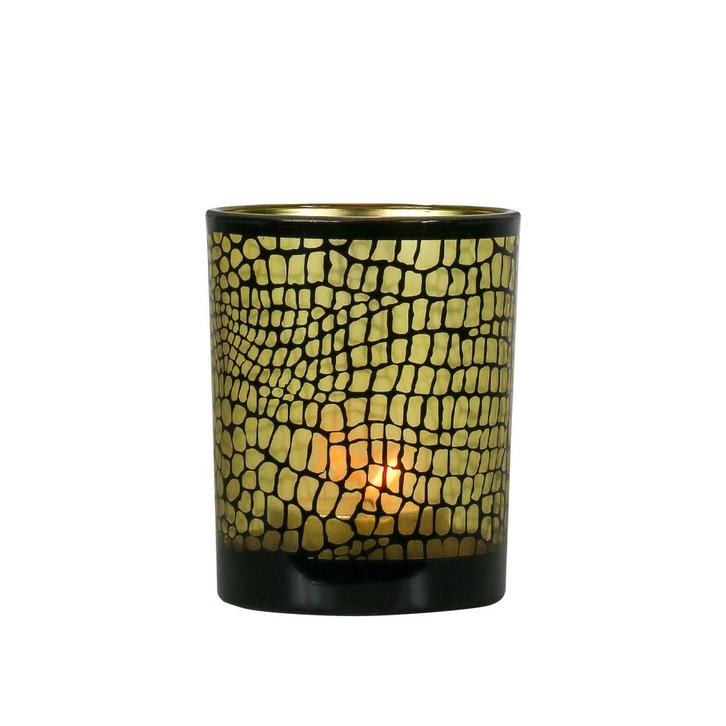 Theelichthouder croco zwart medium 12cm*, Huis en Inrichting, Woonaccessoires | Overige, Verzenden