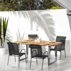 vidaXL Tuinstoelen 4 st staal en textileen zwart, Tuin en Terras, Tuinstoelen, Verzenden, Nieuw, Metaal