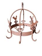 Victorian wrought Iron rooster hanging pot rack - 1950s -