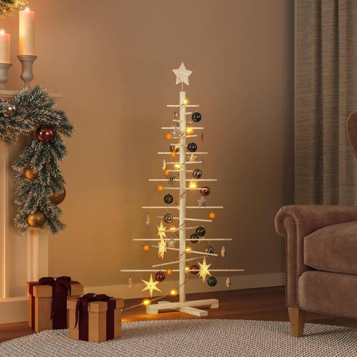 vidaXL Kerstdecoratie kerstboom 125 cm massief grenenhout, Diversen, Kerst, Nieuw, Verzenden