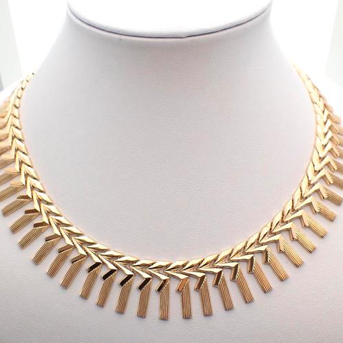 18 krt. Gouden unieke collier | 45 cm (vaste hanger), Sieraden, Tassen en Uiterlijk, Kettingen, Overige kleuren, Gebruikt, Goud