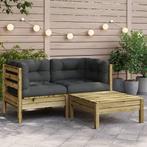 vidaXL Tuinbank 2-zits met kussens en voetenbank, Tuin en Terras, Tuinsets en Loungesets, Verzenden, Nieuw