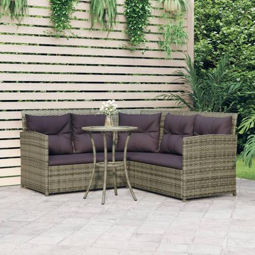 vidaXL 2-delige Loungeset met kussens L-vormig poly rattan, Tuin en Terras, Tuinsets en Loungesets, Loungeset, Nieuw, 2 zitplaatsen