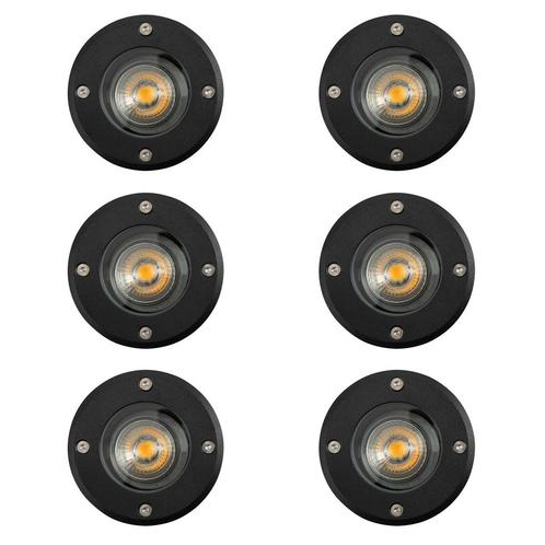 Grondspot LED Ø11 Rond Zwart set (6-stuks) Tuinverlichting, Tuin en Terras, Buitenverlichting, Verzenden