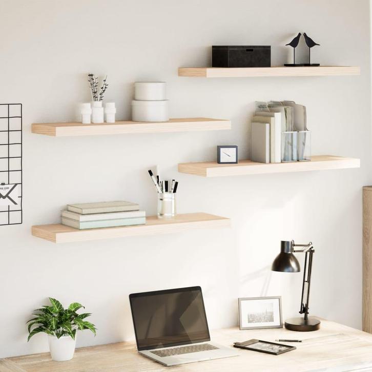 vidaXL Wandschapppen 4 st 80x23,5x4 cm bewerkt hout, Huis en Inrichting, Woonaccessoires | Wandplanken en Boekenplanken, Nieuw