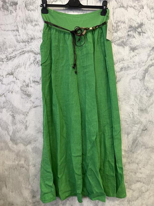 Linnen lange broek met ceintuur en zijzakken GROEN, Maat, Kleding | Dames, Broeken en Pantalons