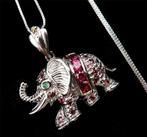 Smaragd - Zilver, Koninklijke Olifantenhalsketting: Kracht,, Antiek en Kunst