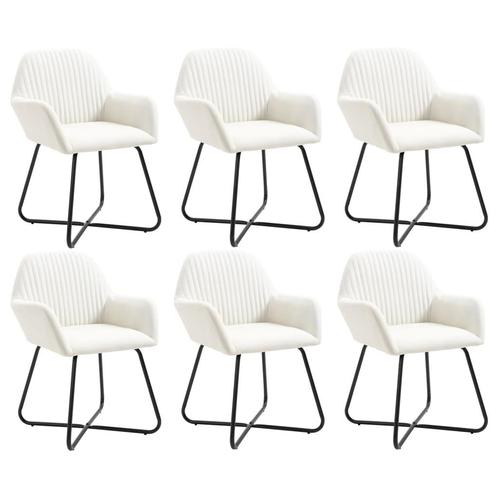 vidaXL Eetkamerstoelen 6 st stof crèmekleurig, Huis en Inrichting, Stoelen, Nieuw, Verzenden