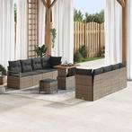 vidaXL 11-Delige Tuin Sofa Set met Kussens - Grijs Poly, Verzenden, Nieuw, Rotan