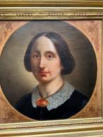 Hollandse school (XIX) - Portret statige dame, Antiek en Kunst, Kunst | Schilderijen | Klassiek