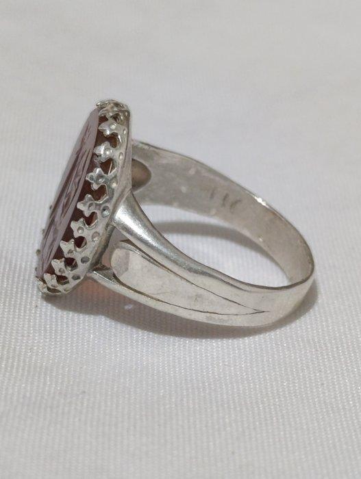 Zilver, Oude Agaath met een mysterieuze oude uitgehakte, Antiek en Kunst, Curiosa en Brocante