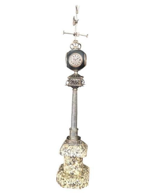 Figurale pendule - joyeria olmos - - .925 zilver - 1910-1920, Antiek en Kunst, Antiek | Goud en Zilver
