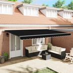 vidaXL Handmatig Uittrekbaar Zonnescherm Zwart 500x300 cm, Tuin en Terras, Zonneschermen, Verzenden, Nieuw