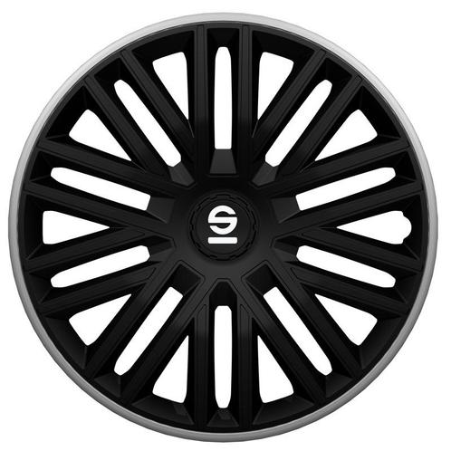 4-Delige Sparco Wieldoppen  Bergamo 16-inch zwart/grijs, Auto diversen, Wieldoppen, Verzenden