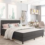 vidaXL Boxspring stof donkergrijs 180x200 cm, Huis en Inrichting, Slaapkamer | Bedden, Eenpersoons, Verzenden, Nieuw, 80 cm