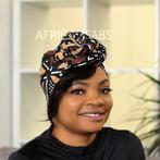 Afrikaanse hoofddoek / headwrap - Mud cloth print - Bruin /, Kleding | Dames, Nieuw, Ophalen of Verzenden