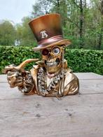 Beeld, head skull bronze colored - 28 cm - polyresin, Antiek en Kunst