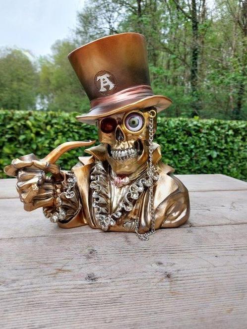 Beeld, head skull bronze colored - 28 cm - polyresin, Antiek en Kunst, Kunst | Designobjecten