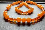 Lange art deco halsketting met Baltische amber kralen 78 cm