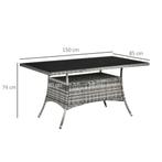 TRUUSK Tuintafel Polyrattan Glazen Tafel 150x85x74cm Met Vei, Verzenden, Nieuw