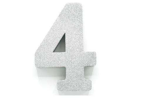 Zilver Tafeldecoratie Cijfer 4 Glitter 20,5cm, Hobby en Vrije tijd, Feestartikelen, Nieuw, Verzenden
