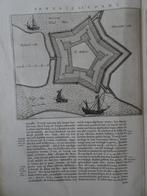 Dubbelgravure schansen St Andries Voorn Maurits Blaeu 1649, Antiek en Kunst, Kunst | Etsen en Gravures, Verzenden