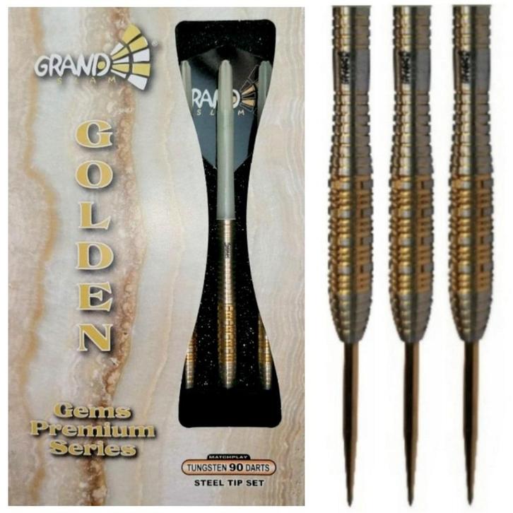 Grandslam Gems Premium Golden 90% Dartpijlen 23-25-27 Gram, Sport en Fitness, Darts, Nieuw, Verzenden