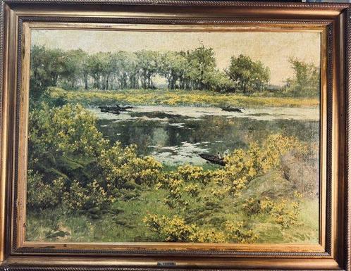 Italiaanse school (XX) - Paesaggio con lago - XL format, Antiek en Kunst, Kunst | Schilderijen | Klassiek