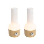 Set van 2 buiten tafellampen goud met wit incl. LED, Huis en Inrichting, Lampen | Tafellampen, Nieuw, Kunststof, Modern, Minder dan 50 cm