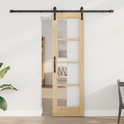 vidaXL Schuifdeur met beslag ORKDAL massief hout en glas, Doe-het-zelf en Verbouw, Deuren en Horren, Nieuw, Verzenden