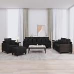 vidaXL 4-delige Loungeset met kussens stof zwart, Huis en Inrichting, Banken | Bankstellen, Verzenden, Nieuw, Vierpersoons of meer