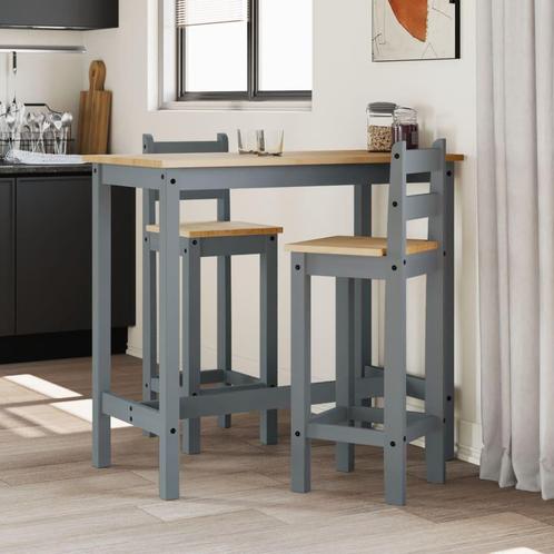 vidaXL Barstoelen 2 st massief grenenhout grijs, Huis en Inrichting, Complete eetkamers, Nieuw, Verzenden