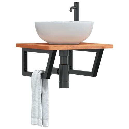 vidaXL Badkamer wandschap staal en massief beukenhout, Huis en Inrichting, Tafels | Kaptafels, Nieuw, Verzenden
