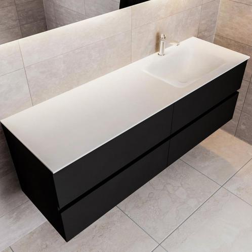 Badkamermeubel Solid Surface BWS Oslo 150x45 cm Mat Zwart, Doe-het-zelf en Verbouw, Sanitair, Bad, Nieuw, Ophalen of Verzenden