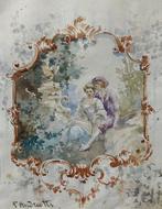 Federico Andreotti (1847-1930) - Corteggiamento, Antiek en Kunst, Kunst | Schilderijen | Klassiek