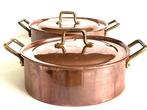 Twee Franse roodkoperen Kookpotten - Hapjespan (2) - Koper,