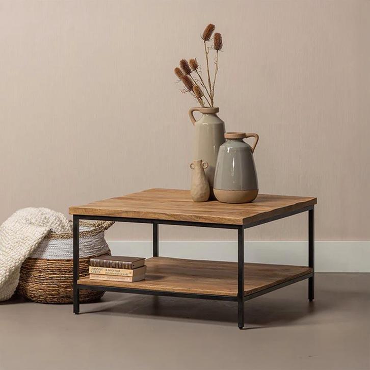 Salontafel Mangohout Ryan 80x80 cm, Huis en Inrichting, Tafels | Salontafels, 50 tot 100 cm, 50 tot 100 cm, Overige vormen, Nieuw