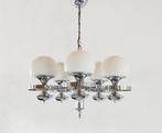 Plafondlamp - Verchroomd metaal, kristal, Antiek en Kunst, Antiek | Lampen