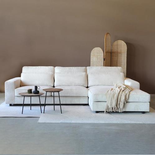 *WOONWINKEL* PEPP Interiors Lech Creme Ribstof Hoekbank, Huis en Inrichting, Banken | Bankstellen, Nieuw, Verzenden