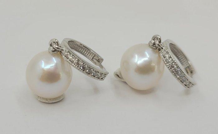 Oorbellen - 18 karaat Witgoud - 0.12ct. tw. - 9x10mm Edison, Sieraden, Tassen en Uiterlijk, Oorbellen