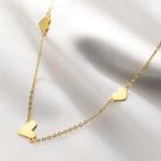 Zilveren 3 hartjes ketting gold plated, Verzenden, Nieuw, Zilver
